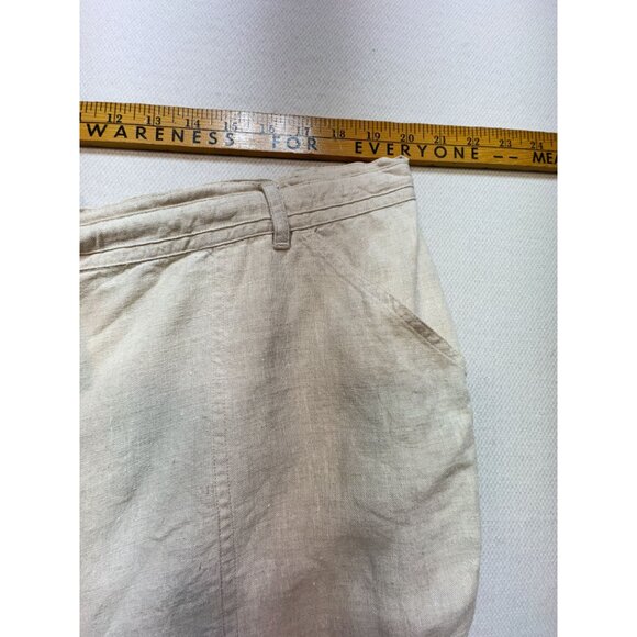Crossroads Women's Linen Capri Pants Drawstring Size 20W Beige Stretch Casual - Picture 9 of 13